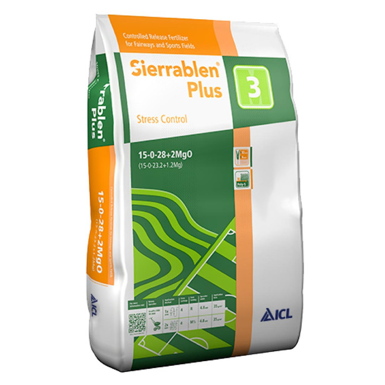 ICL Sierrablen Plus Stress Control (3+Months) 15-0-28 granular controlled release fertiliser 25kg.