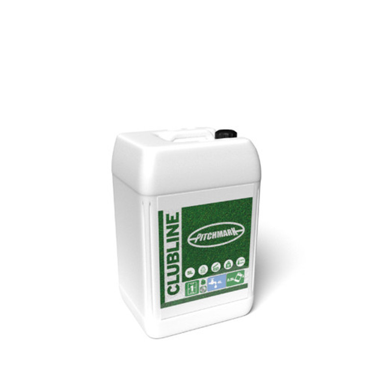 White Clubline 5 litre concentrate line marking paints to use with transfer wheel to wheel or spray line marking machines on grass sports pitches.