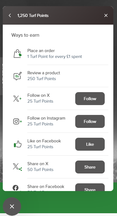 Turf Points - Ways to Earn