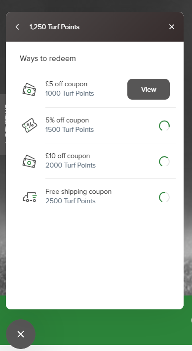 Turf Points - Ways to Redeem