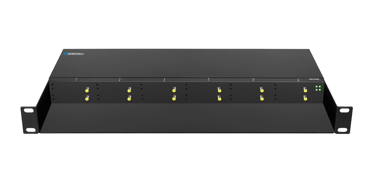 LFC-CH12-AC - front view of 12 slot chassis 1RU for LFC converters