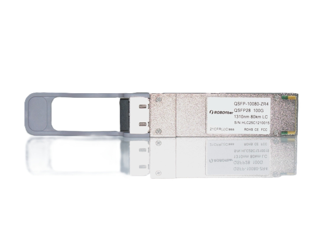 QSFP28 100G ZR4 optical transceiver, single-mode, LAN-WDM 4 aggregate 25G channels, 80Km, QSFP-10080-ZR4 - horizontal view