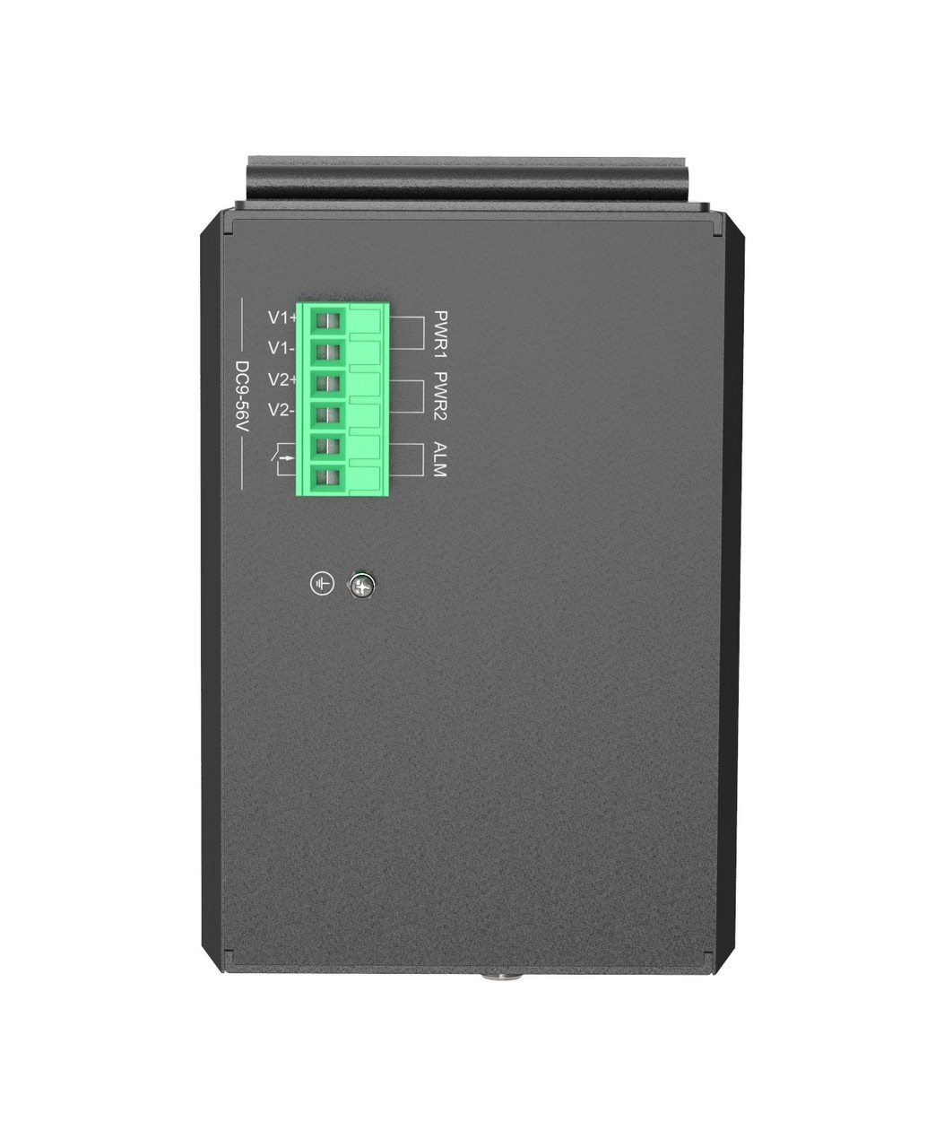HGW-2404SM-PSE Gigabit Ethernet Managed Industrial PoE switch top view with power inputs and grounding
