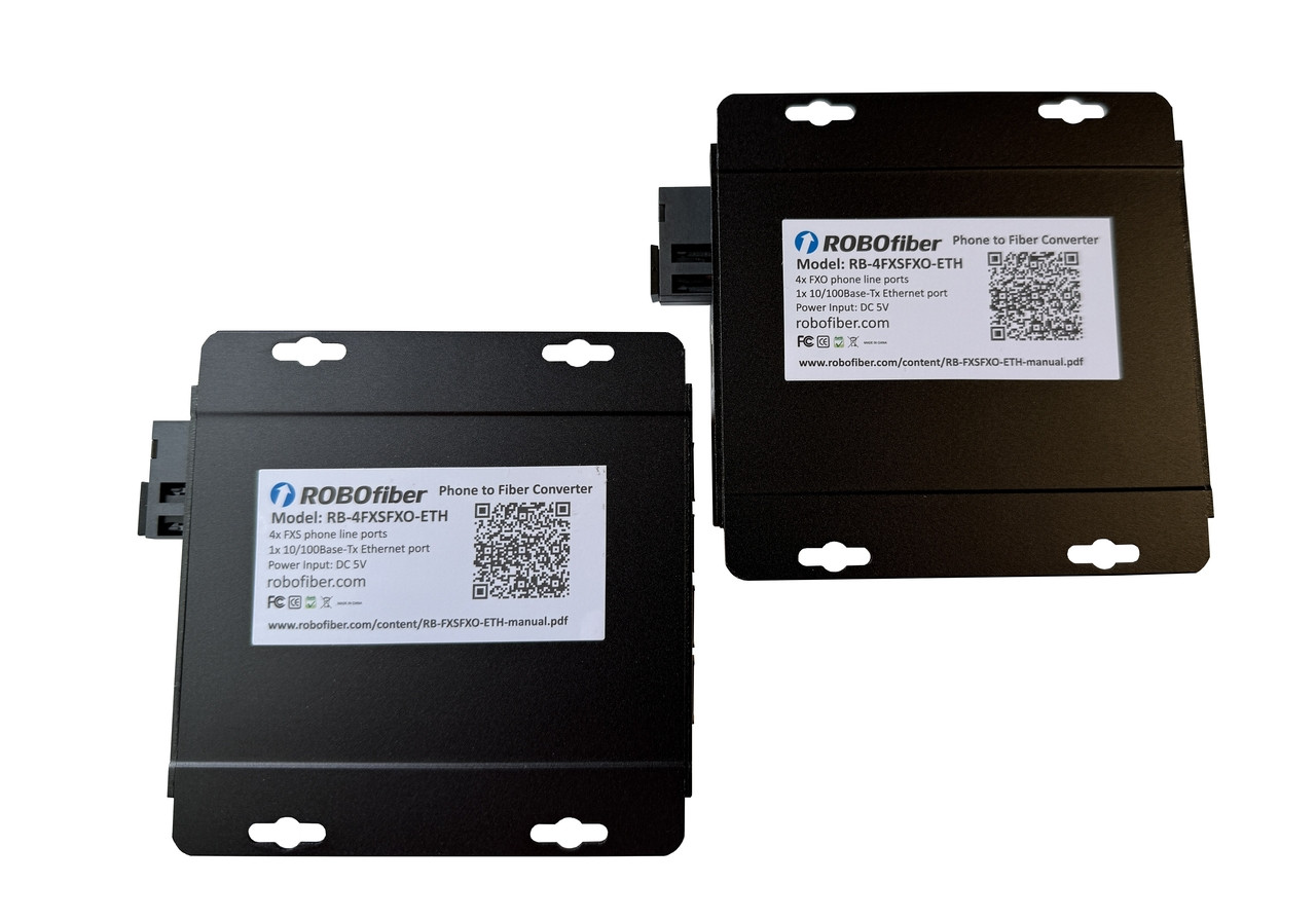 RB-4FXSFXO-ETH Four POTS RJ11 and Ethernet data over one strand of fiber telephone line extender SET of TWO