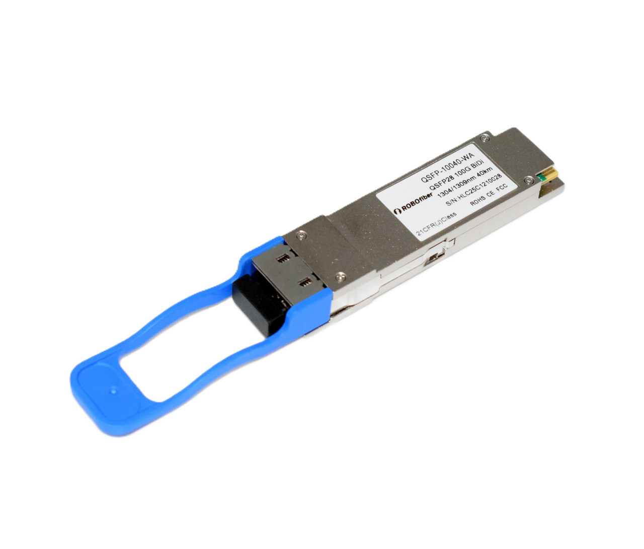QSFP-10040-WA - QSFP28 100G BiDi ER1 optical transceiver, single-mode single strand, 1304/1309nm, 40Km, one LC/UPC connector - front view