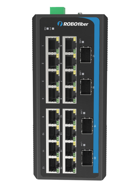 HGW-1604SM Gigabit Ethernet Industrial switch with Gigabit fiber ports front view