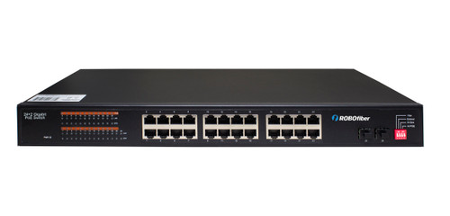 GES-2402A-PSE Gigabit Ethernet 24+2 Gigabit ports high power POE switch with SFP slots for fiber uplink, 19" rack mountable