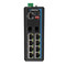 HGW-802SM-PSE Gigabit Ethernet Managed Industrial PoE switch front view with console and DIP switches