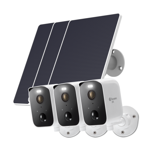 CoreCam 2K Wireless Spotlight Cameras 3 Pack with 2-Way Talk, Siren, Heat + Motion Detection plus Solar Charging Panels | SWIFI-COREPRO3S3