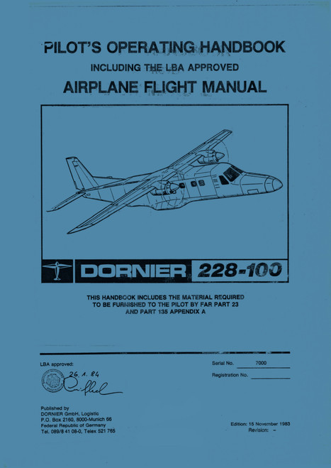 Dornier 228-100: Pilot's Operating Handbook, English language Dornier 228-100: Pilot's Operating Handbook, English language