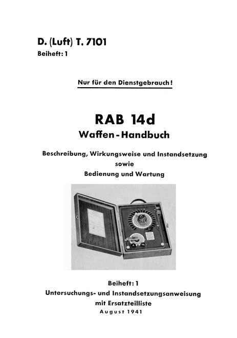 D(Luft)T 7101 RAB 14 d-Supplement 1 Manual for Aircraft (German Language ) D(Luft)T 7101 RAB 14 d-Supplement 1 Manual for Aircraft (German Language )