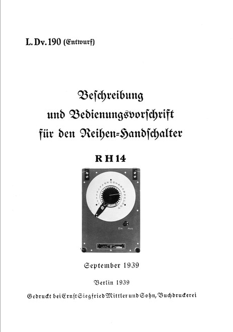 LDv 190 Series Hand Switch RH14 Manual for Aircraft (German Language ) LDv 190 Series Hand Switch RH14 Manual for Aircraft (German Language )