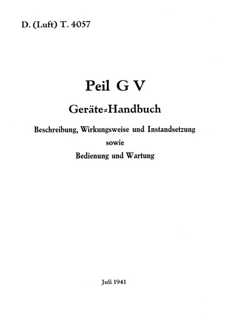 Peil G V Device Manual, Peil G V Geräte-Handbuch (German Language ) Peil G V Device Manual, Peil G V Geräte-Handbuch (German Language )