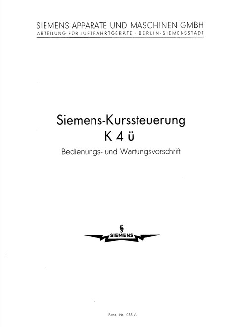 Siemens-LGW K4ü Operator and control panel, Maintenance instructions, Bedien.- u. Wartungsvorschrift ( German Language) Siemens-LGW K4ü Operator and control panel, Maintenance instructions, Bedien.- u. Wartungsvorschrift ( German Language)