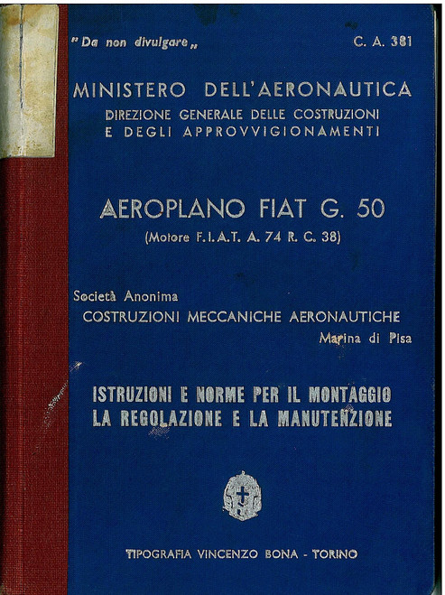 Fiat G.50 Istruzioni per il Montaggio e la Regolazione (ca 381)
