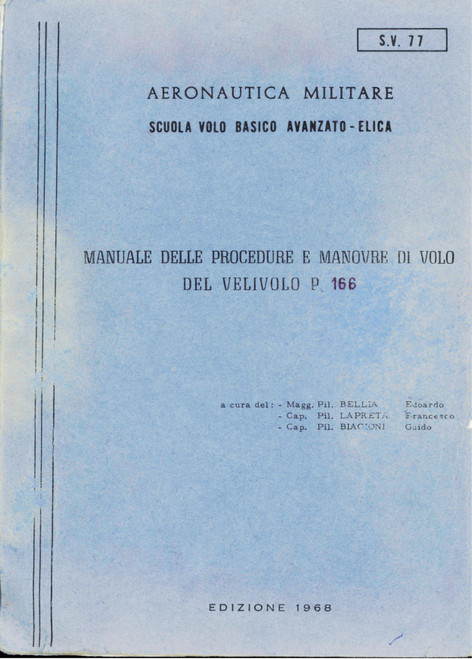 Piaggio P.166 B Manuale delle procedure e manovre di volo (1968)