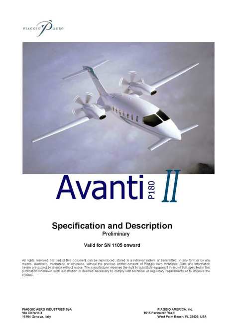 Piaggio P.180 Avanti II Aircraft Specification and Description Manual