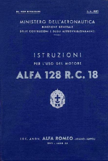 Motore Alfa Romeo Alfa 128 R.C.18, Istruzioni per il Montaggio e la Regolazione Motore Alfa Romeo Alfa 128 R.C.18, Istruzioni per il Montaggio e la Regolazione