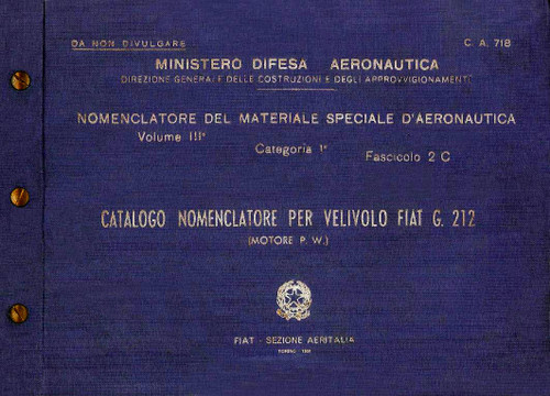 Fiat G.212 Catalogo Nomenclatore (1950)