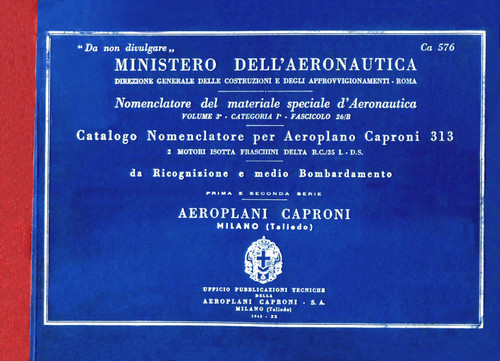 Caproni Ca.313 Catalogo Nomenclatore (serie 1-2, 1942)