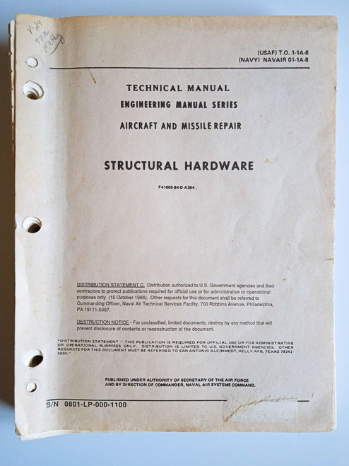 Structural hardware aircraft and missile repair NAVAIR 01-1A-8
original paper manual (English language) Structural hardware aircraft and missile repair NAVAIR 01-1A-8
original paper manual (English language)