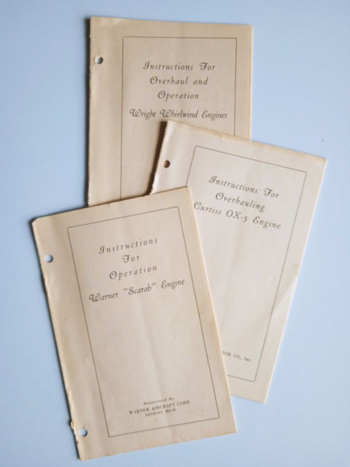 1) Warner Scarab Aircraft Engine Instructions for Operations Manual
2) Wright Whirlwind enignes Instruction for overhaul and operatione manual
3) Curtis OX-5 engine Instruciton for overhauling
original paper manual (English language) Preview 1 the three covers 1) Warner Scarab Aircraft Engine Instructions for Operations Manual
2) Wright Whirlwind enignes Instruction for overhaul and operatione manual
3) Curtis OX-5 engine Instruciton for overhauling
original paper manual (English language) Preview 1 the three covers