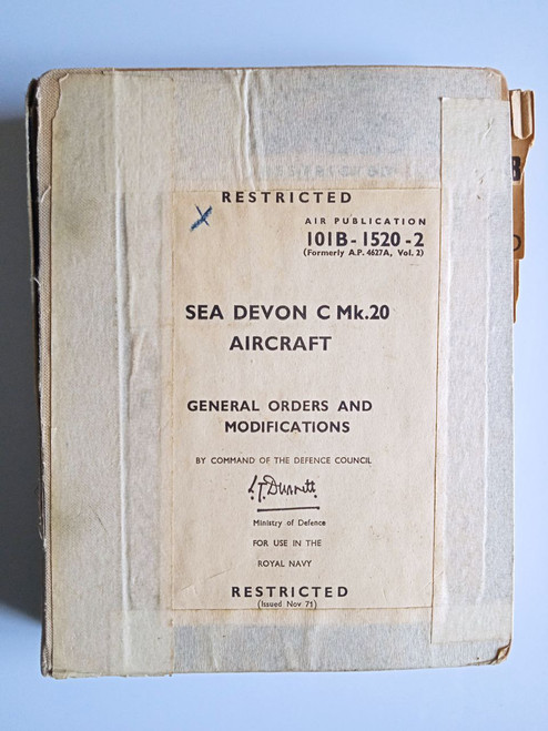 De Havilland Sea Devon C Mk. 20 Aircraft General Orders and Modifications Manual - 101B-1520-2 (1971) original paper manual (English language) De Havilland Sea Devon C Mk. 20 Aircraft General Orders and Modifications Manual - 101B-1520-2 (1971) original paper manual (English language)