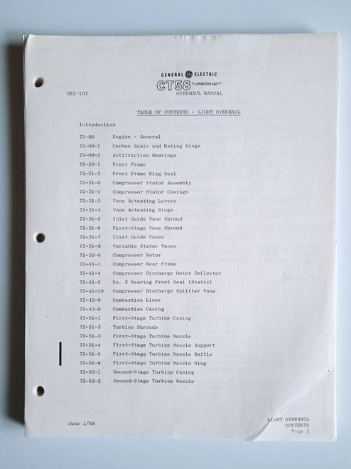 General Electric T-58 turboshaft overhaul manual SEI-102 (1968)
original paper manual (English language) General Electric T-58 turboshaft overhaul manual SEI-102 (1968)
original paper manual (English language)