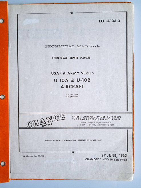 Helio U-10 A, and U-10 B Aircraft Structural Repair Manual - T.O. 1U-10A-3 -1963
manual photocopies(English language) Helio U-10 A, and U-10 B Aircraft Structural Repair Manual - T.O. 1U-10A-3 -1963
manual photocopies(English language)