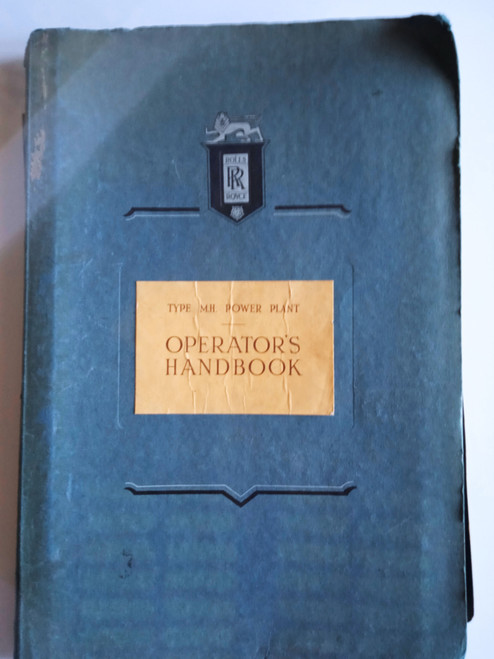 Rolls Royce Type M.H. power plant Operator's handbook Paper Manual Cover Rolls Royce Type M.H. power plant Operator's handbook Paper Manual Cover