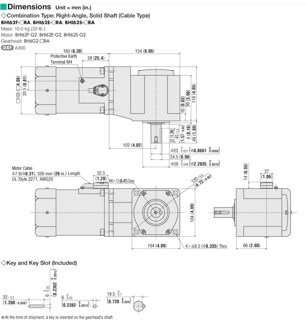 BHI62E-150RA - Dimensions