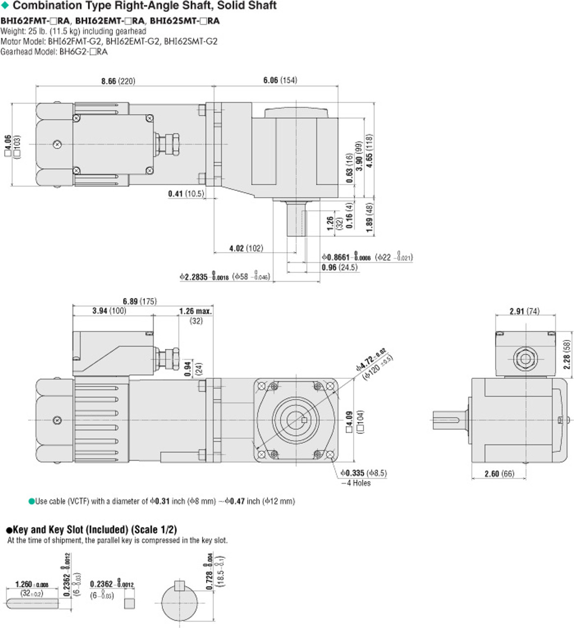 BHI62EMT-12.5RA - Dimensions