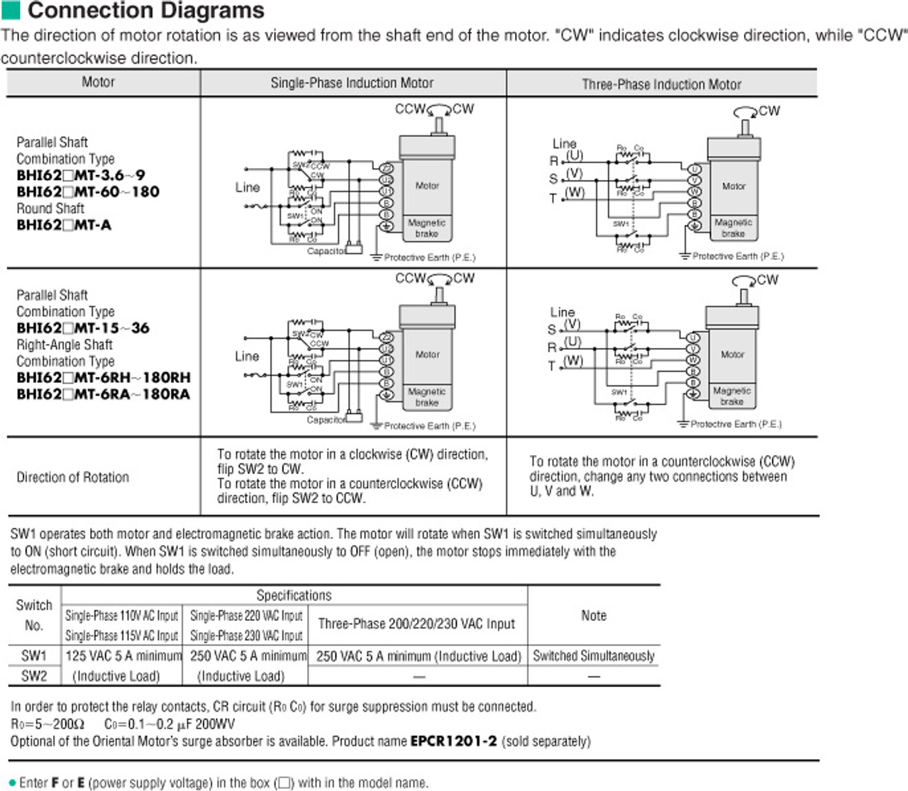 BHI62FMT-180RA - Connection