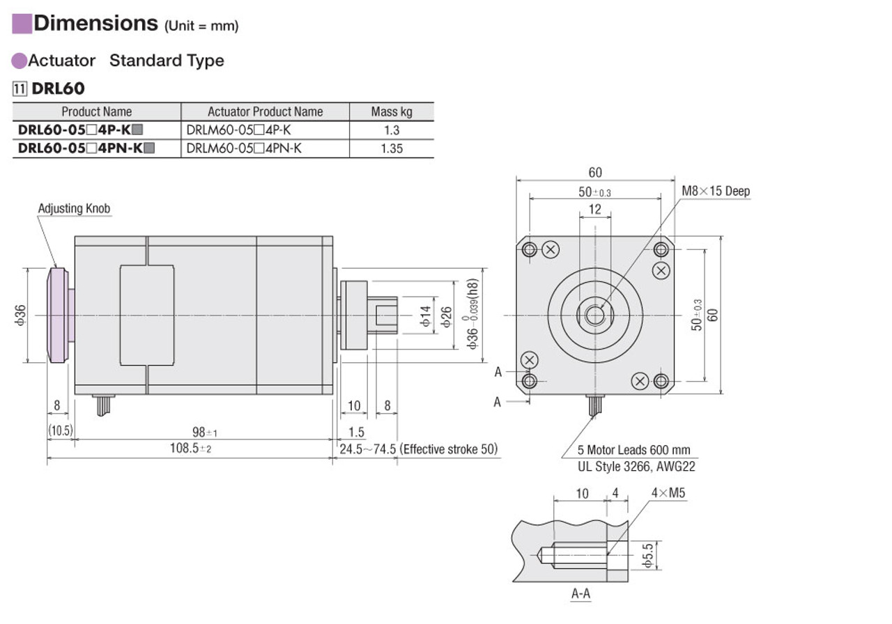 DRLM60-05A4P-K - Dimensions