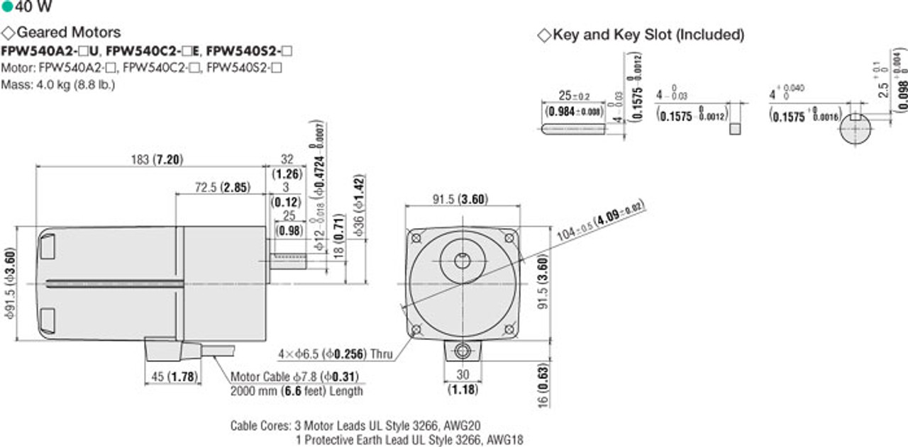 FPW540A2-60U - Dimensions