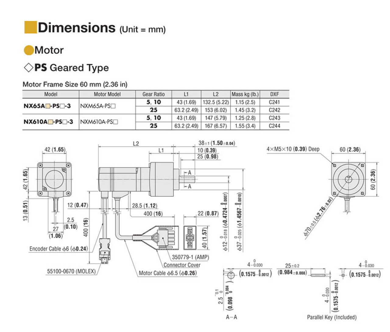NXM65A-PS25 - Dimensions