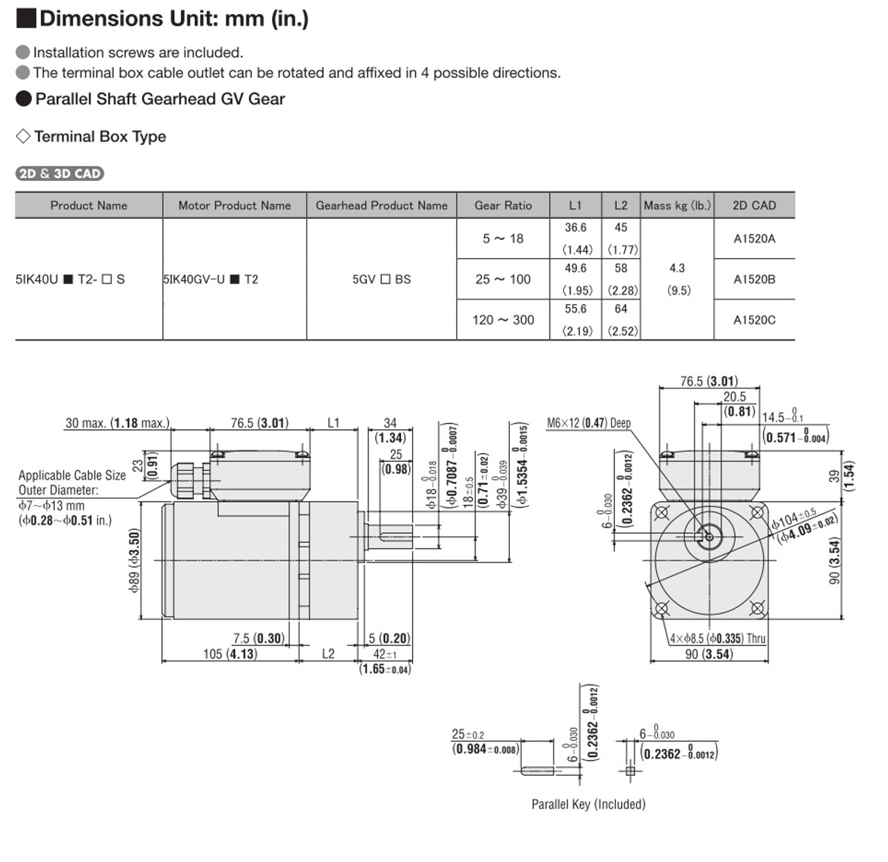 5IK40UAT2-90S - Dimensions