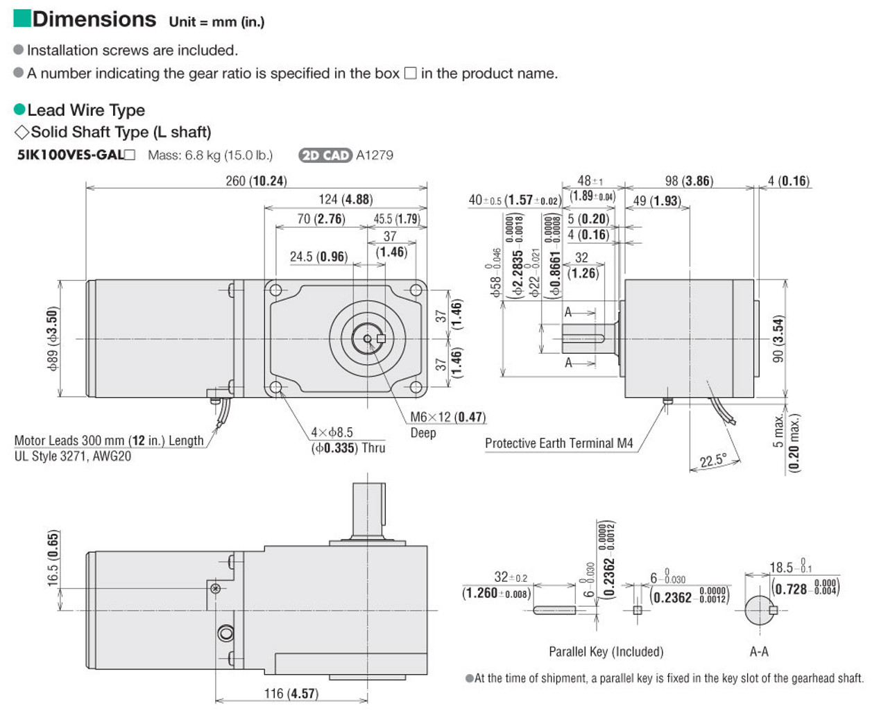 5IK100VES-GAL40 - Dimensions