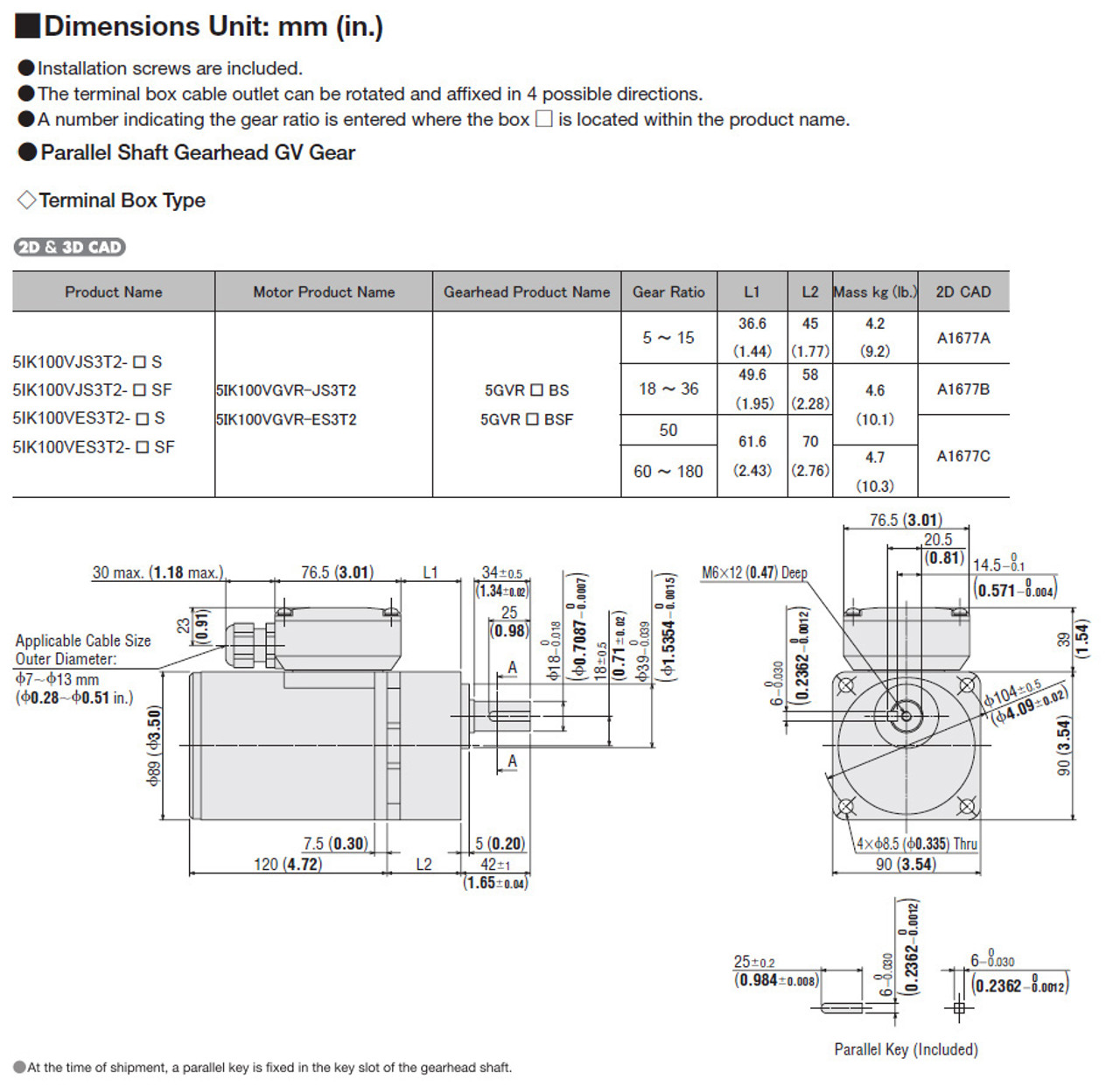 5IK100VES3T2-25S - Dimensions