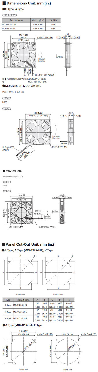 MDA1225-24L - Dimensions