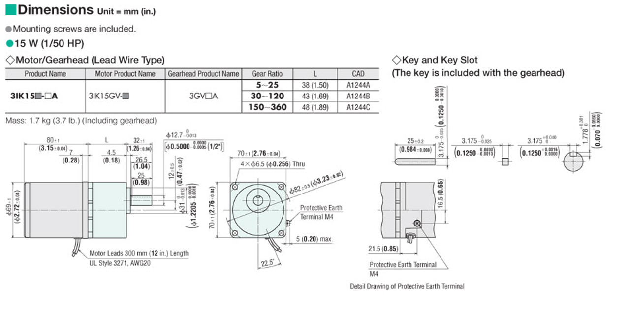 3IK15UA-36A - Dimensions