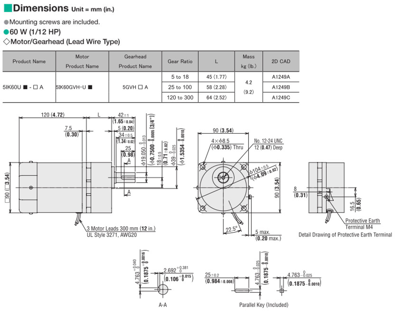 5IK60UC-150A - Dimensions