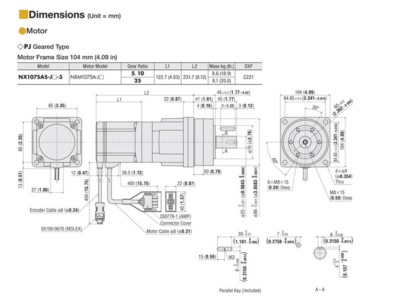 NXM1075A-J25 - Dimensions