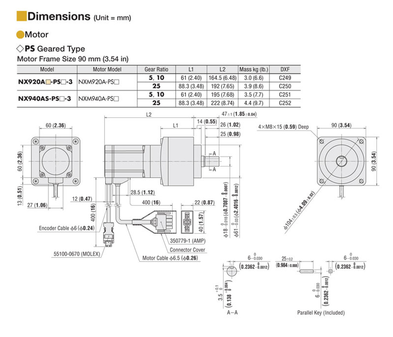 NXM940A-PS10 - Dimensions