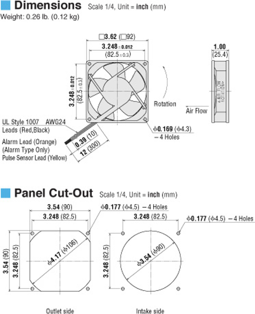 T-MD925A-24-G - Dimensions