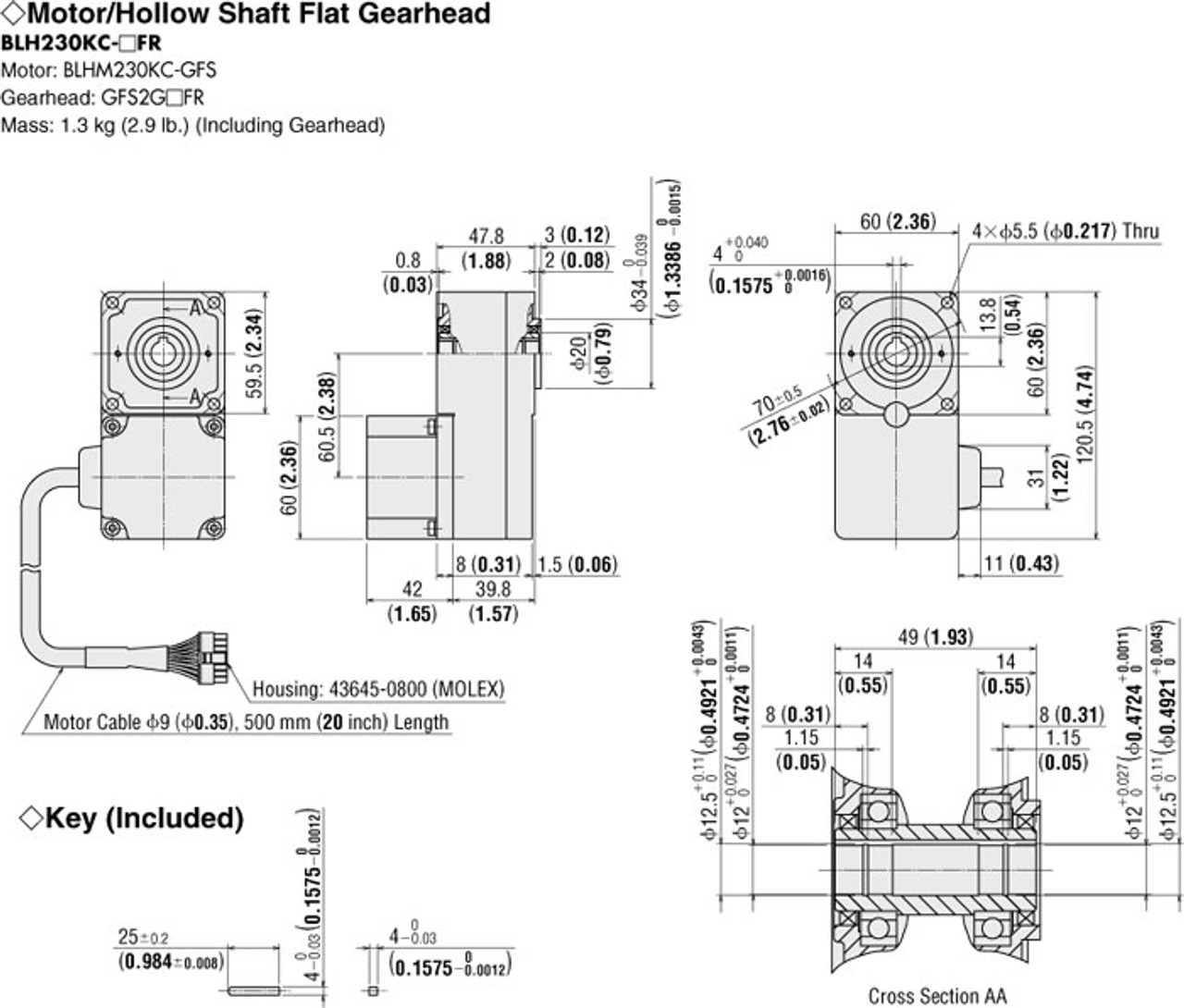 BLH230KC-100FR - Dimensions