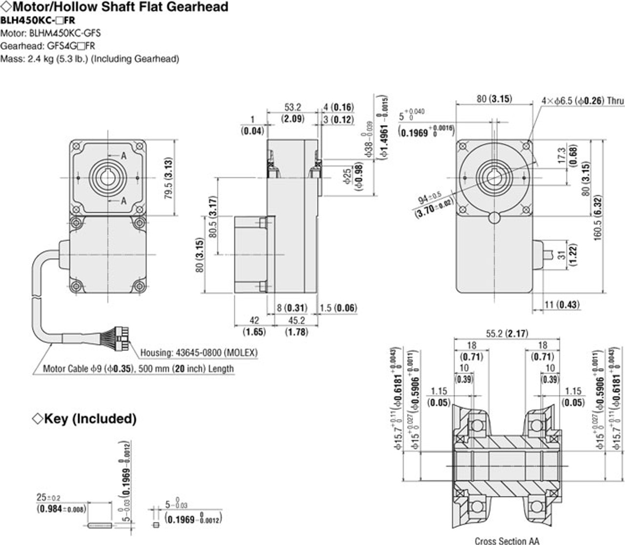 BLH450KC-100FR - Dimensions