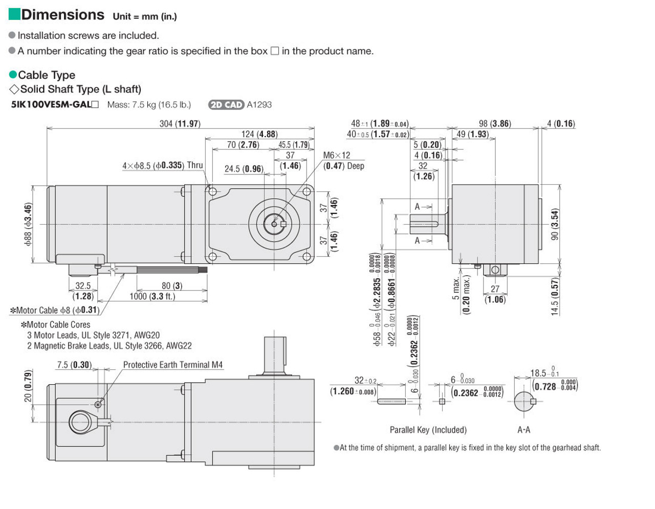 5IK100VESM-GAL30 - Dimensions