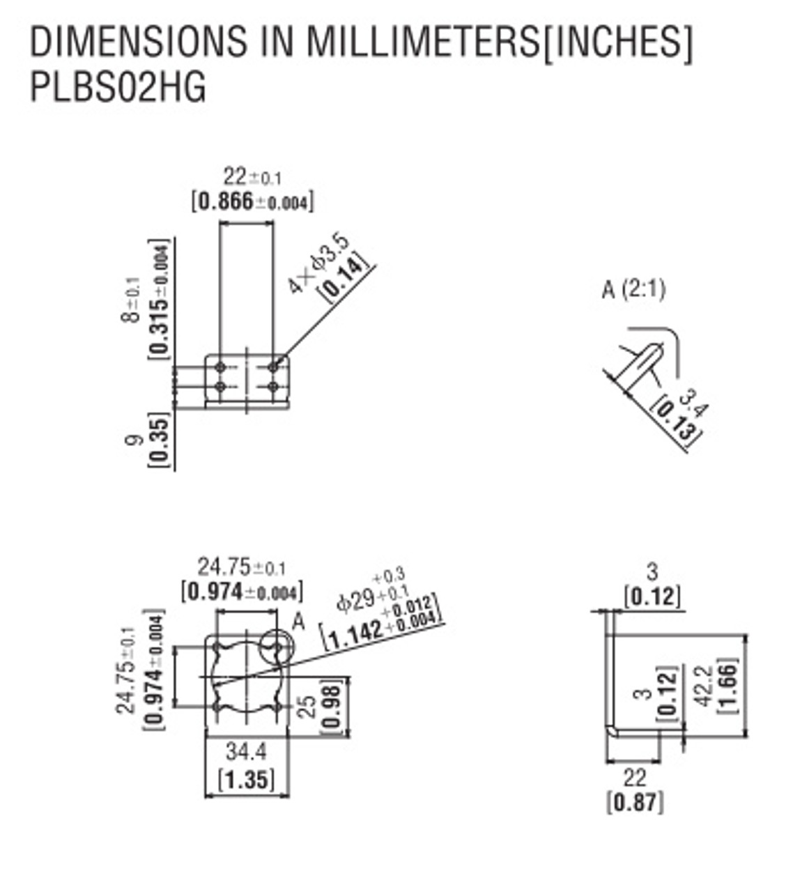 PLBS02HG - Dimensions