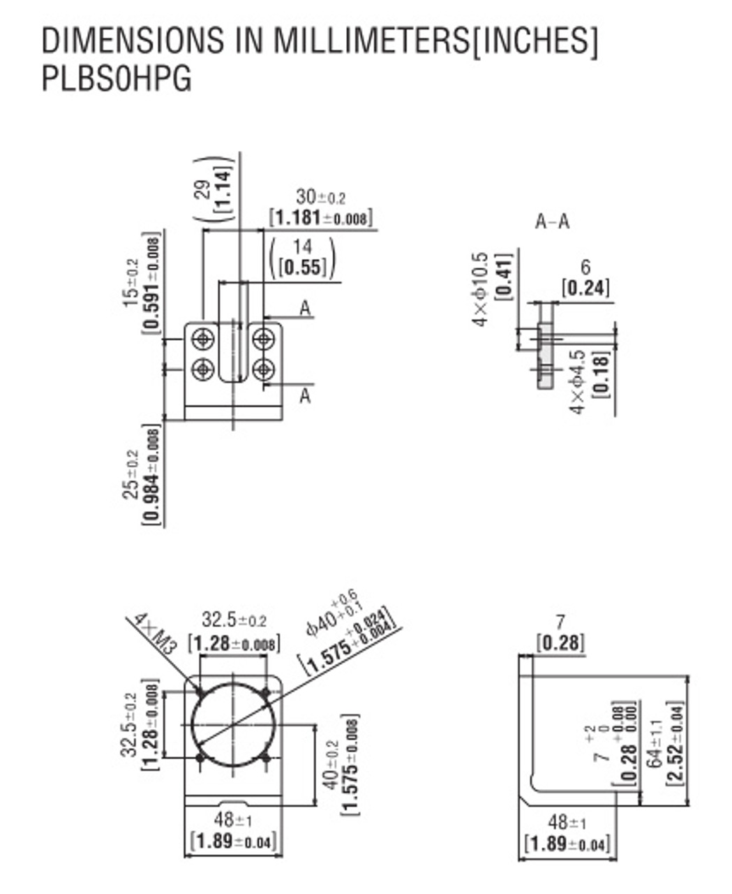 PLBS0HPG - Dimensions